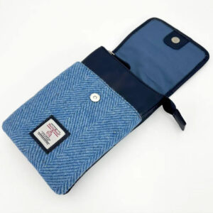 Harris Tweed Mini-Umhängetasche in Himmelblau