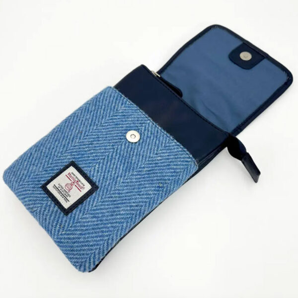 Harris Tweed Mini-Umhängetasche in Himmelblau