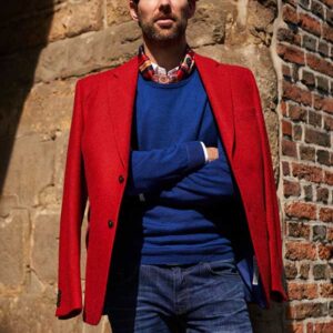 Harris Tweed Sakko ''London'' In Red Twill