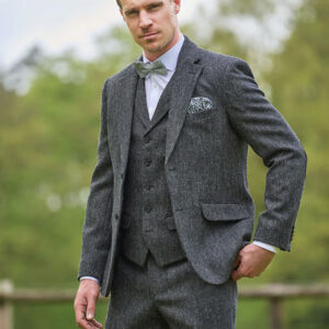 Harris Tweed Sakko ''London'' In Anthra Herringbone