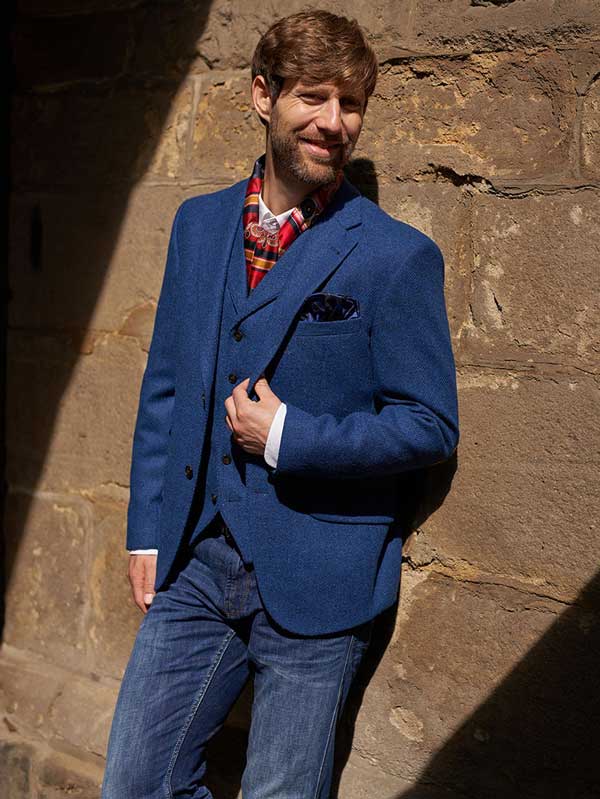 Harris Tweed Sakko ''London'' In Blue Twill