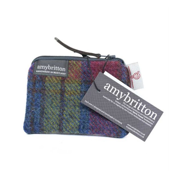 Harris Tweed Highland Kartenetui, lila-kariert