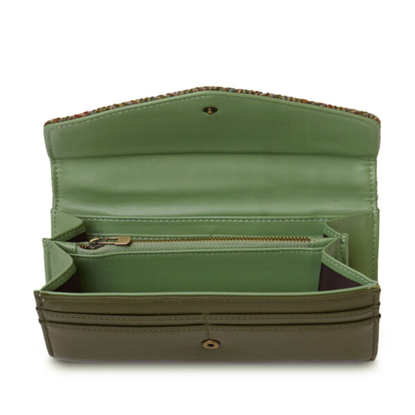 Harris Tweed Geldbörse, The Large Clasp, Kastanien-Fischgrätenmuster