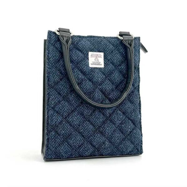 Harris Tweed Stepp-Mini-Tragetasche in Blau