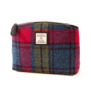 Harris Tweed Kosmetiktasche in Blau/Rosa Karo