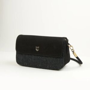Harris Tweed Clutch, The Caithness, Islander, Black Herringbone