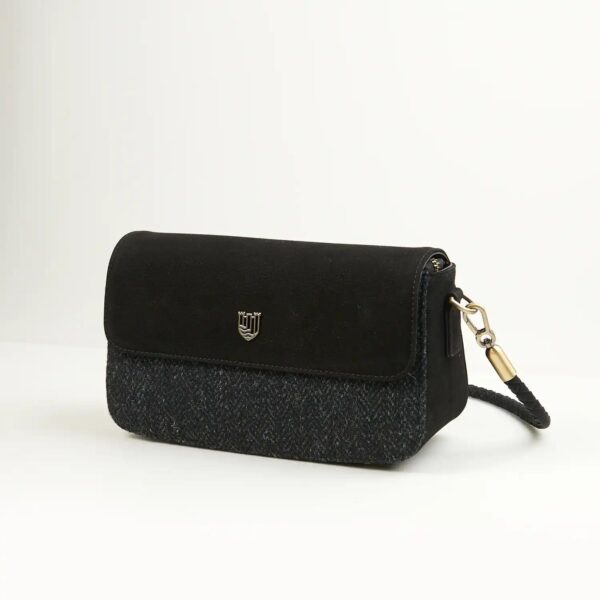 Harris Tweed Clutch, The Caithness, Islander, Black Herringbone