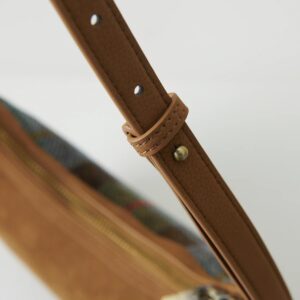 Harris Tweed Schultertasche, Modell Ellon, Islander, Kastanienblaues Tartanmuster