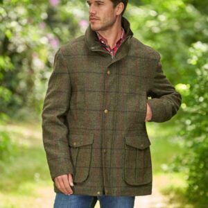 Herren Fieldjacket ''Bristol'' Aus Harris Tweed In Green Overcheck
