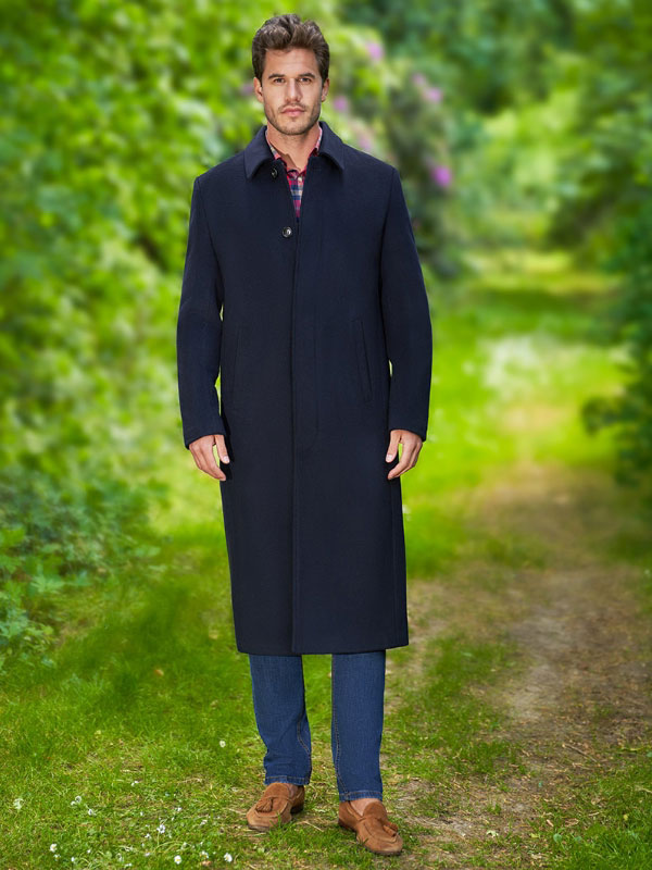 Langer Herrenmantel „Delchester“ Aus Woll-Kaschmir In Navy