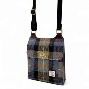 Harris Tweed Satchel Bag in Blau/Braun Karo