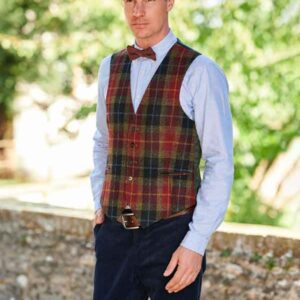 Tailor - Chice Weste Aus Original Harris Tweed In Check Of Island