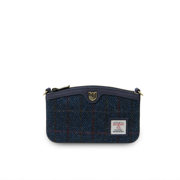 Harris Tweed Schultertasche, The Ailsa, Marineblaues Überkaro