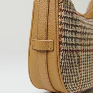 Harris-Tweed-Schultertasche, Modell Ellon, Islander, Beige Hahnentrittmuster