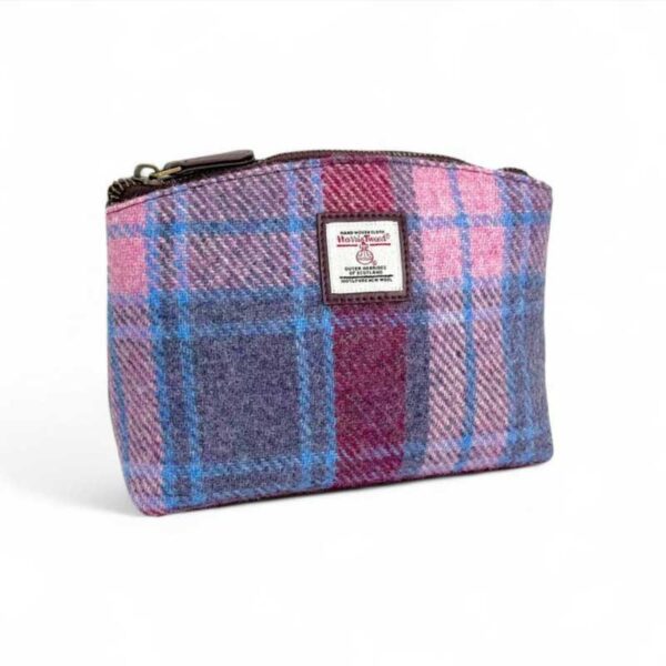 Kosmetiktasche aus Harris Tweed in Pastellrosa