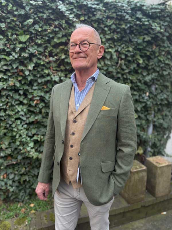 Herren Leinen Sakko ''London So'' In Oliv