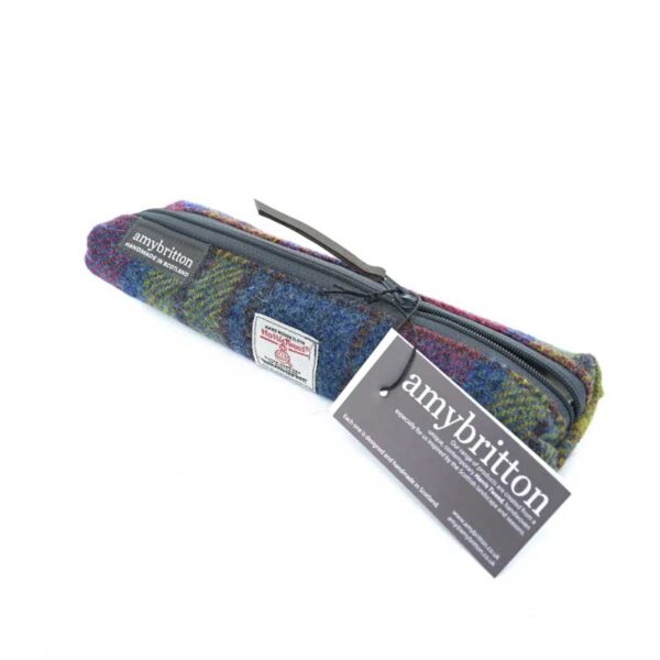 Harris Tweed Highland Range Slim Federmäppchen, lila-kariert