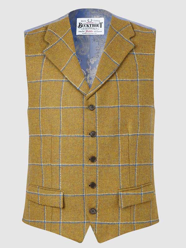 ANGUS WAISTCOAT - MUSTARD/BLUE