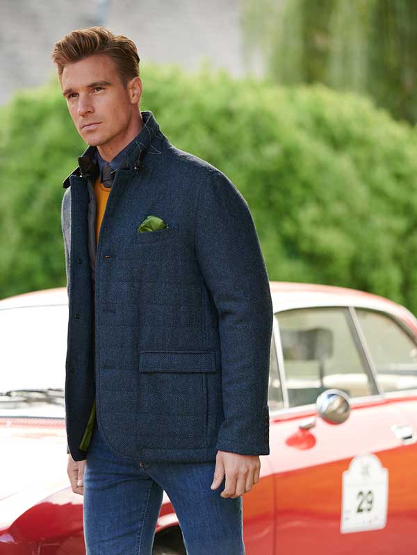 Wellington Tweed Visgraat Jack Blauw