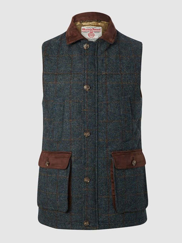 Harris Tweed Body Warmer-Blue multi