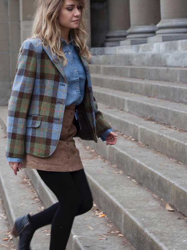 Harris Tweed Damen Blazer Claire Hacking Jacket - Green / blue