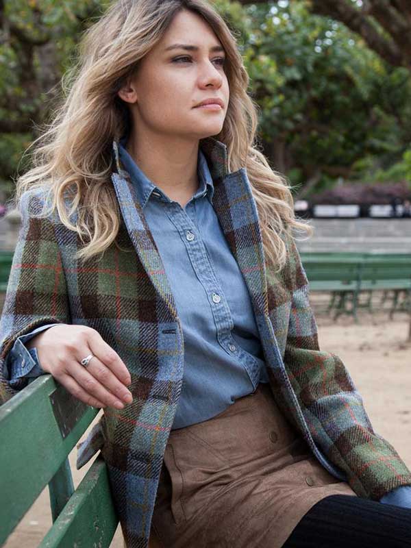 Harris Tweed Damen Blazer Claire Hacking Jacket - Green / blue