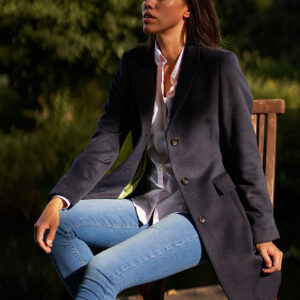 Wellington, Damesmantel Wol Cashmere in Marine