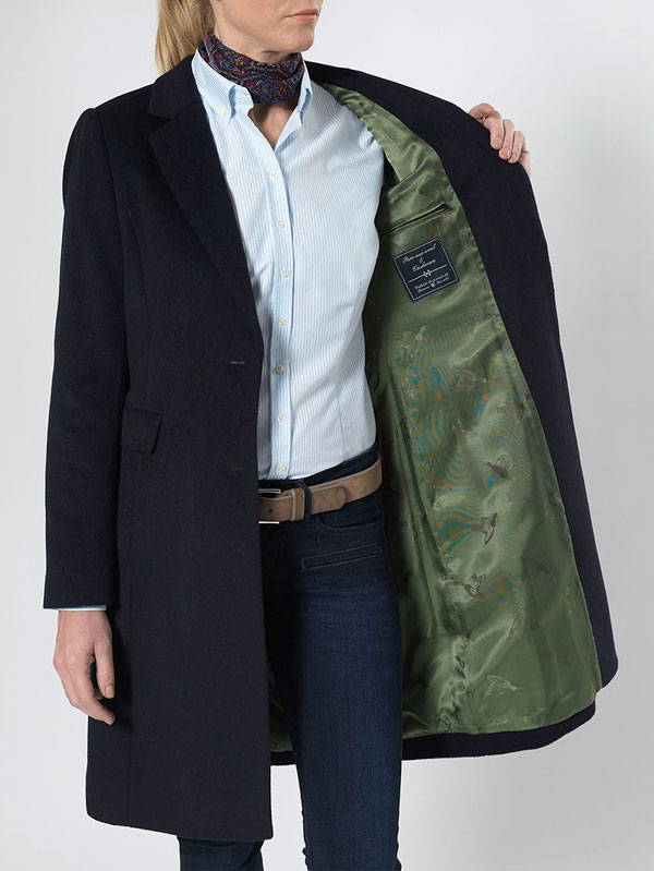 Wellington, Damesmantel Wol Cashmere in Marine