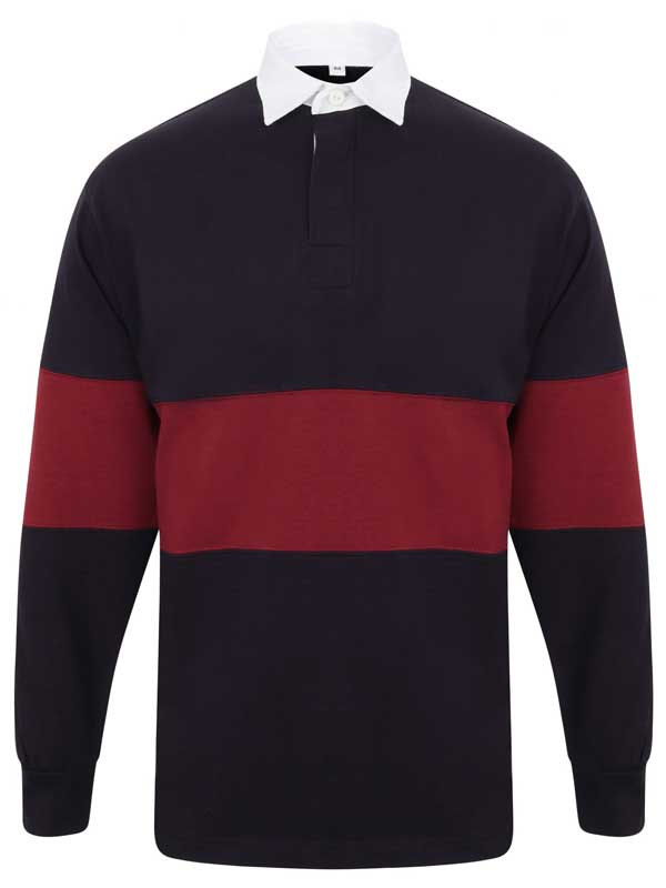 Classic Rugby Shirt, blauw bordeau streep