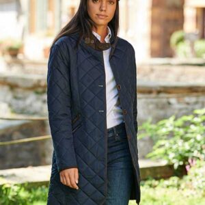 Wellington, Harris Tweed damesjas gesteppt met Polarfleece Marine