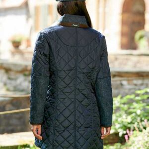 Wellington, Harris Tweed damesjas gesteppt met Polarfleece Marine