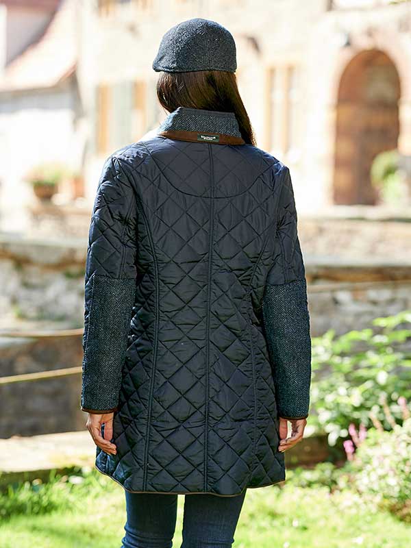 Wellington, Harris Tweed damesjas gesteppt met Polarfleece Marine