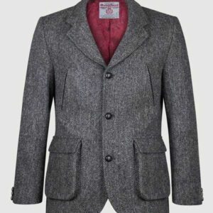 Harris Tweed Utility Sakko Grau Fischgrätmuster