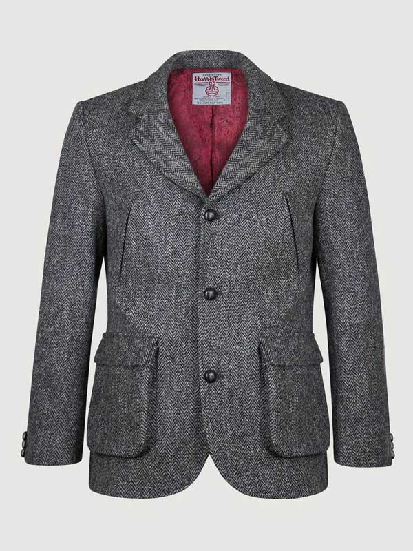 Harris Tweed Utility Sakko Grau Fischgrätmuster