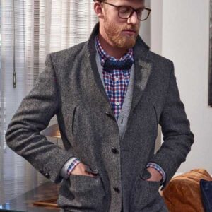 Harris Tweed Utility Sakko Grau Fischgrätmuster