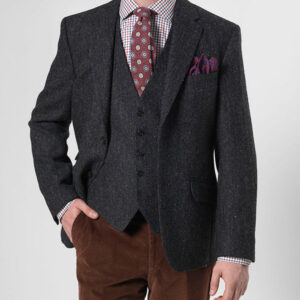 Harris Tweed Sakko Anthrazit Fischgrätmuster 600