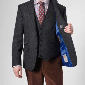 Harris Tweed Sakko Anthrazit Fischgrätmuster 600