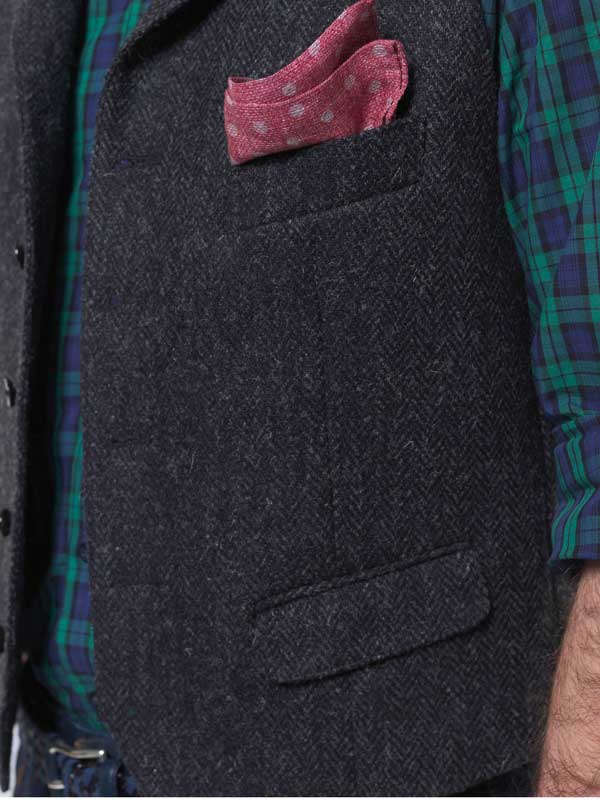 Harris Tweed Weste mit Revers 600