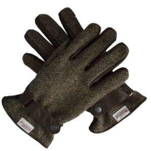 Harris Tweed Handschoenen, Blauw Visgraat