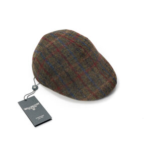 Harris Tweed Cap 650 Grün mit Rot/Blaue Überfenster