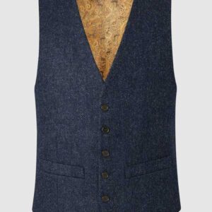IAIN WAISTCOAT - NAVY HERRINGBONE