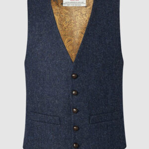 IAIN WAISTCOAT - NAVY HERRINGBONE