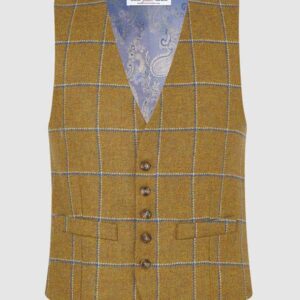Iain Waistcoat Yorkshire Tweed - Mustard/Blue