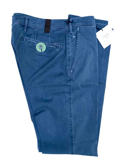 MMX CHINO, KATOENEN BROEK MET STEEKZAKKEN, BLAUW