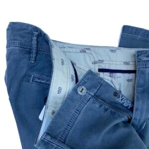 MMX CHINO, KATOENEN BROEK MET STEEKZAKKEN, BLAUW