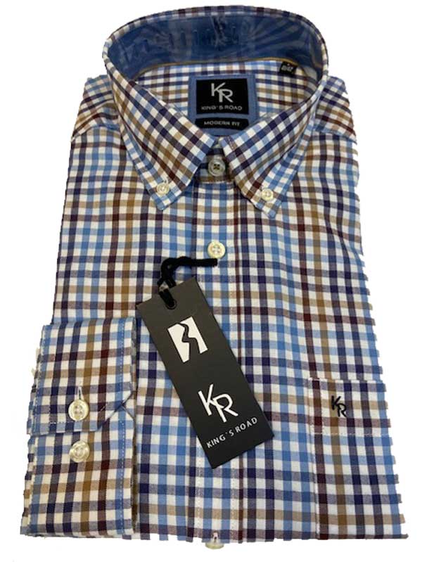 Flannel Shirt King's Road, Blauw Bruin Blokje