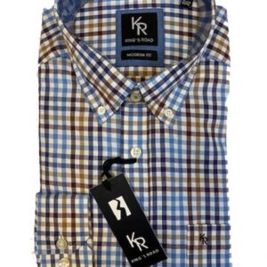 Flannel Shirt King's Road, Blauw Bruin Blokje