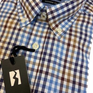 Flannel Shirt King's Road, Blauw Bruin Blokje