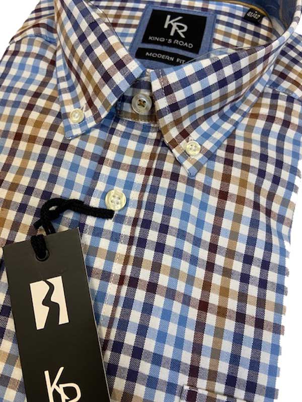 Flannel Shirt King's Road, Blauw Bruin Blokje