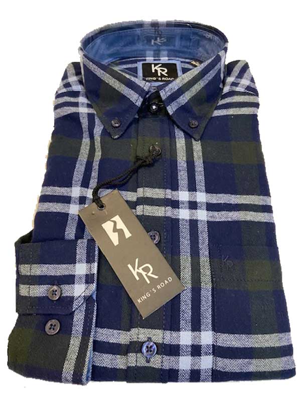Shirt King's Road, Blauw Groen Ruit, Zware Flannel